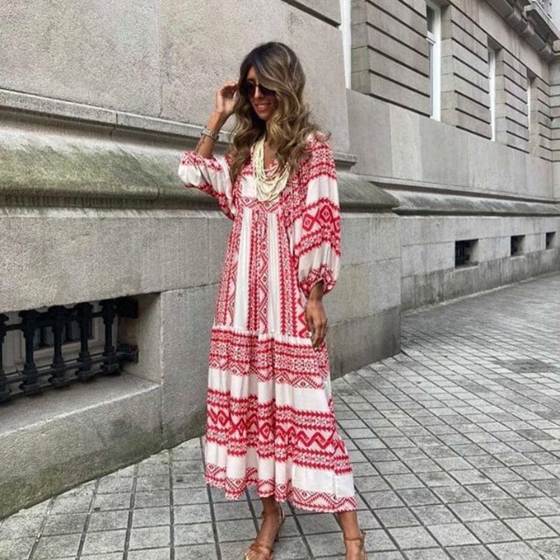 Nathaly Boho Puff Sleeves Dress