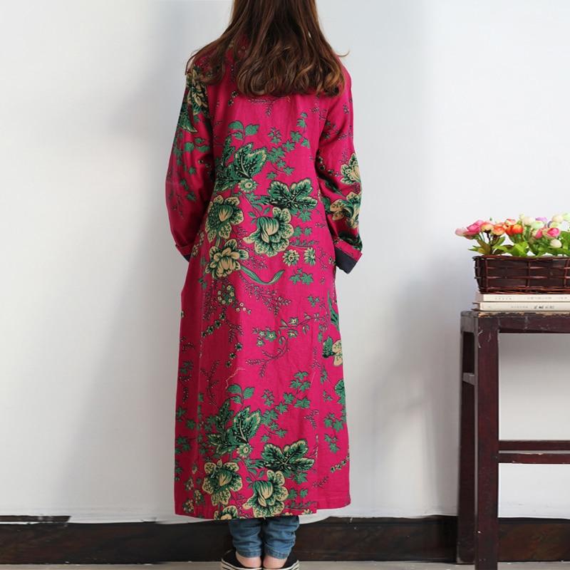 Floral Chinese Linen Trench Coat