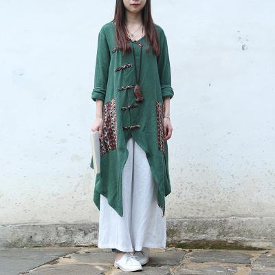 Chinese Style Draped Linen Shirt  | Zen