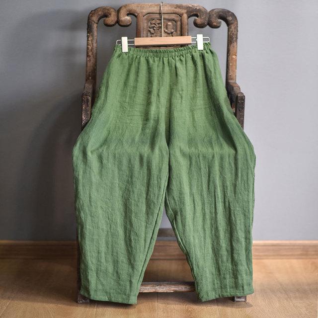 Elastic Waist Linen Trousers | Hippie