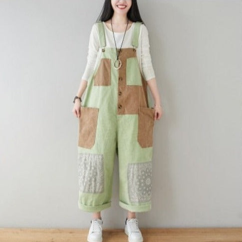 Patchwork Oversized Denim Overall