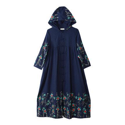 Hooded Embroidered Trench Coat