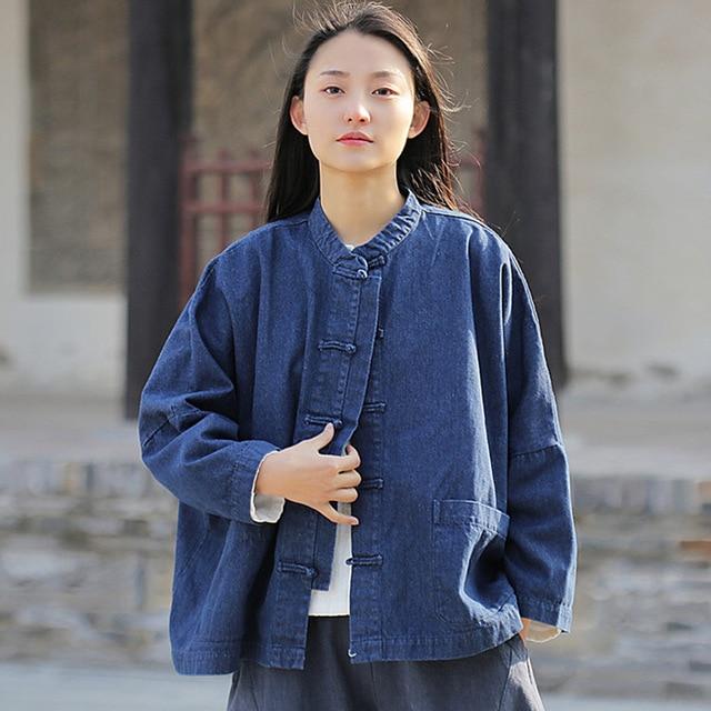 Batwing Sleeve Chinese Denim Jacket | Zen