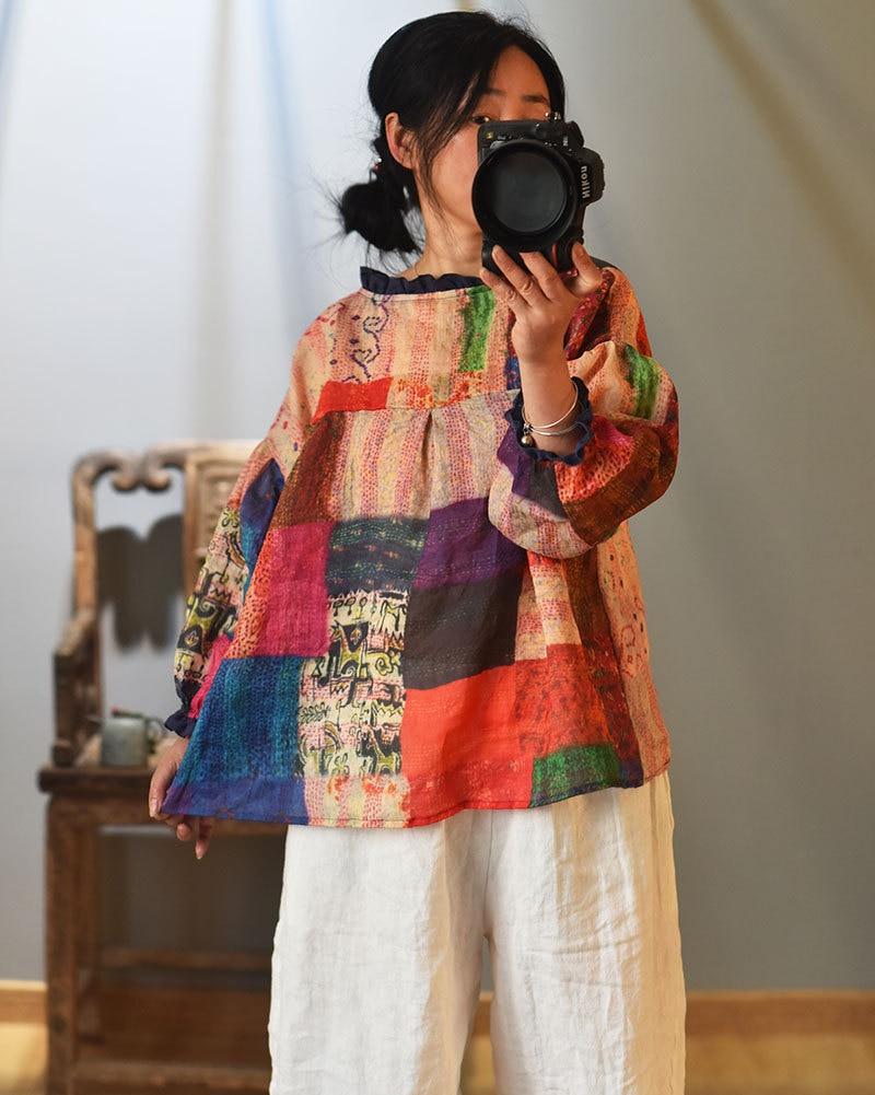 New Age Hippie Patchwork Blouse