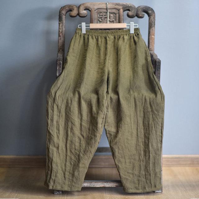 Elastic Waist Linen Trousers | Hippie