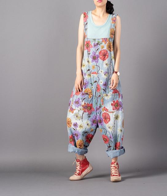 Free People Floral Denim Overall