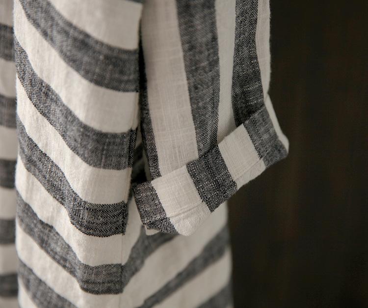 Grey and White Striped Linen Shirt  | Zen