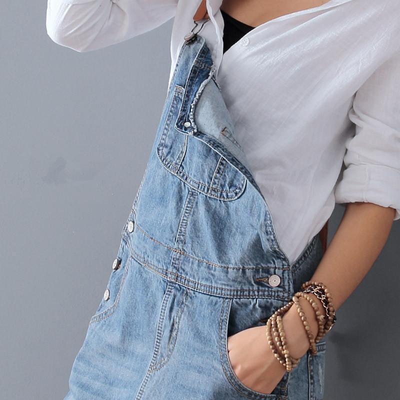 Ripped Denim Overall Dress