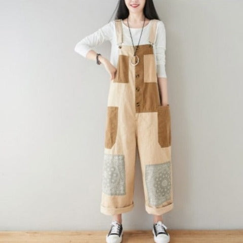 Patchwork Oversized Denim Overall