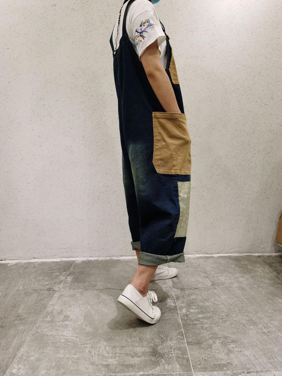 Patchwork Oversized Denim Overall