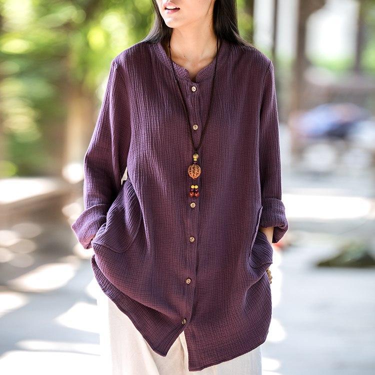 Button up Cotton and Linen Shirt  | Zen