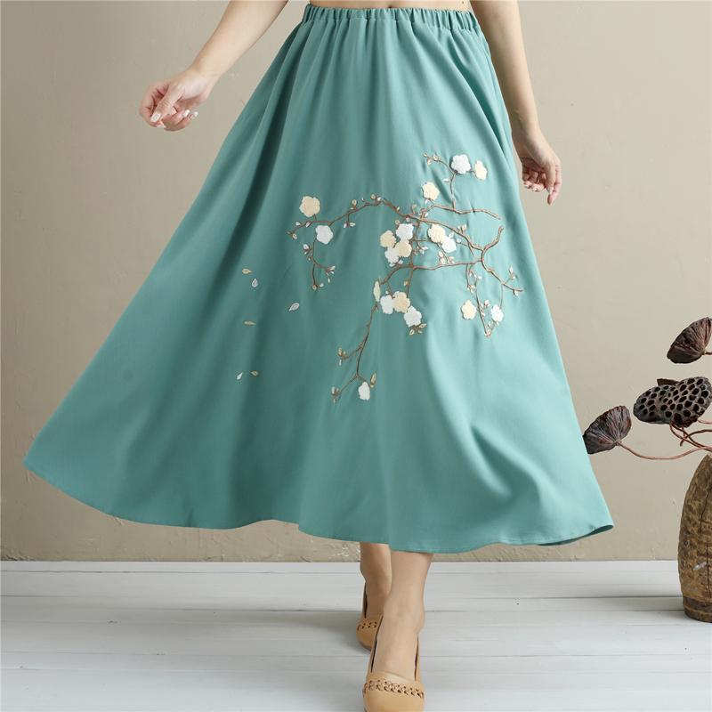 High Waist Floral Embroidered Maxi Skirt