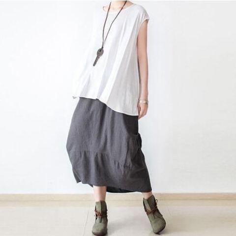 Loose Irregular Cut Maxi Skirt