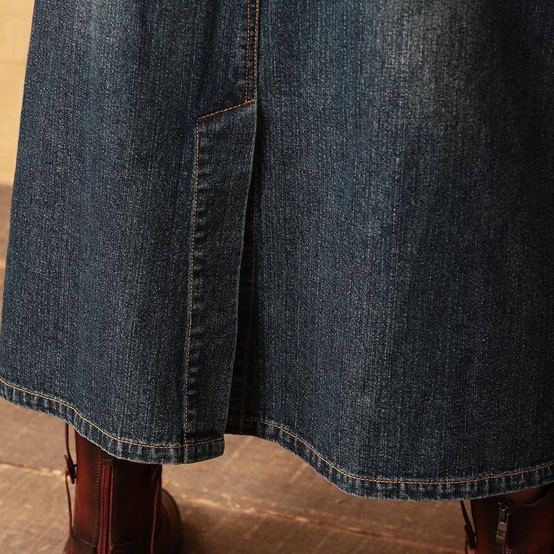 Plus Size Long Denim Skirt