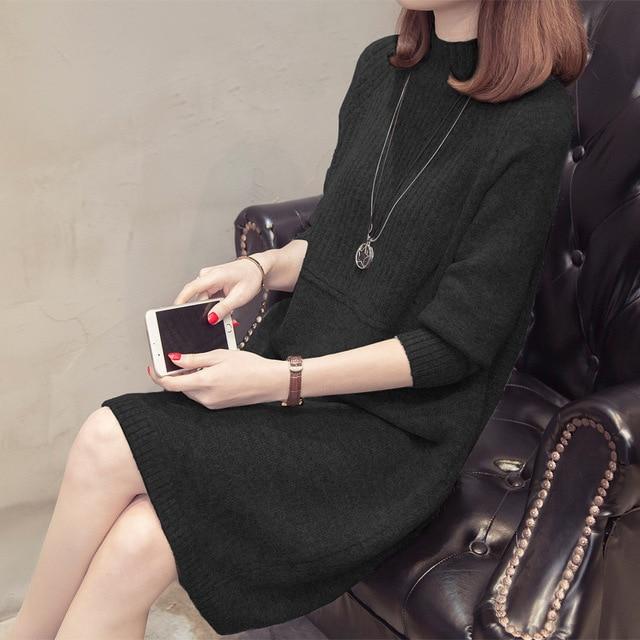 Conservative Turtleneck Sweater Dress