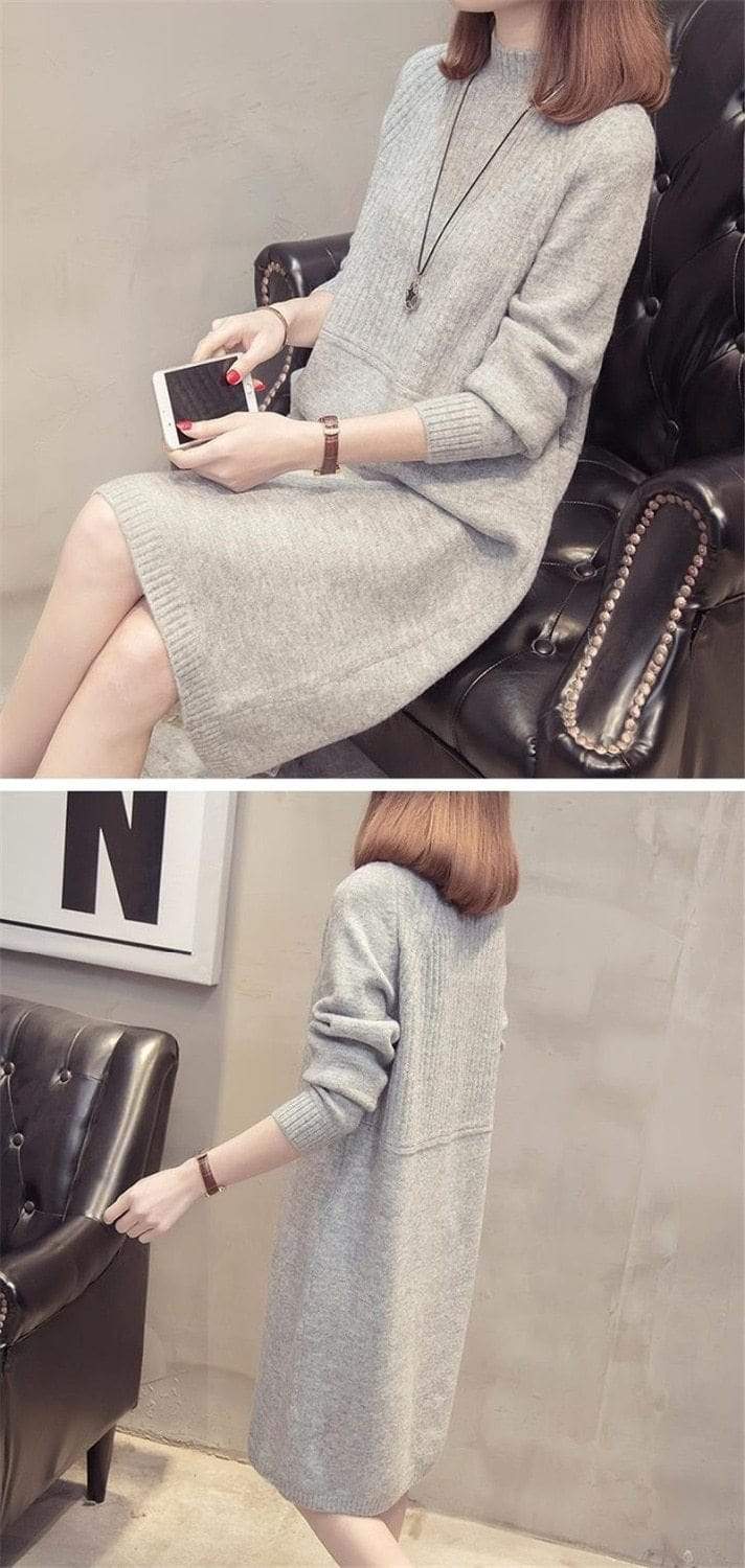 Conservative Turtleneck Sweater Dress