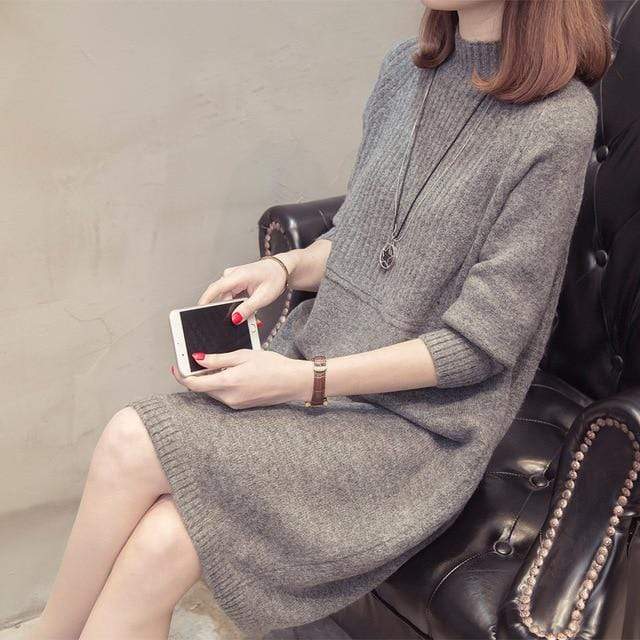 Conservative Turtleneck Sweater Dress