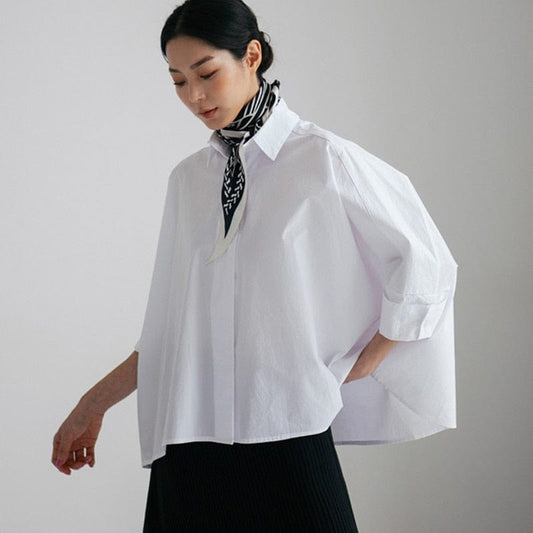 Oversized White Asymmetrical Shirt