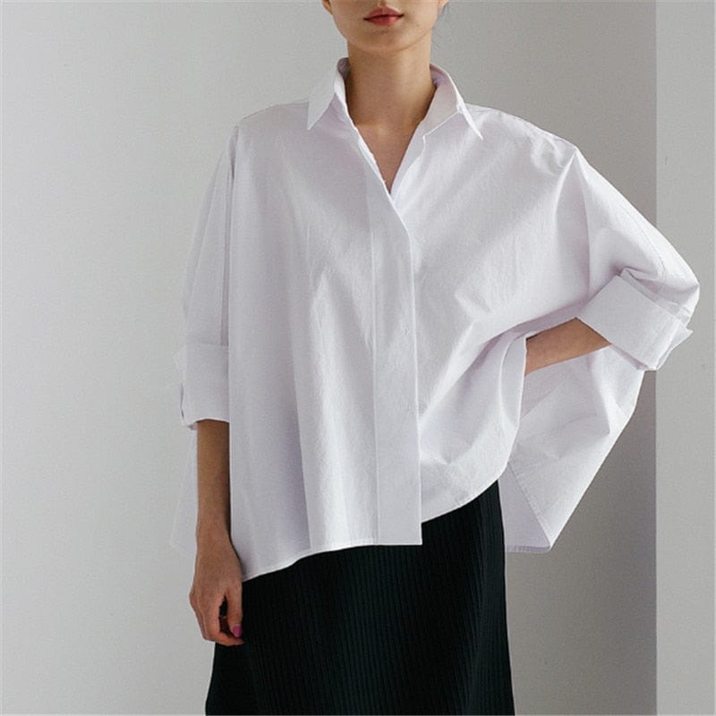 Oversized White Asymmetrical Shirt