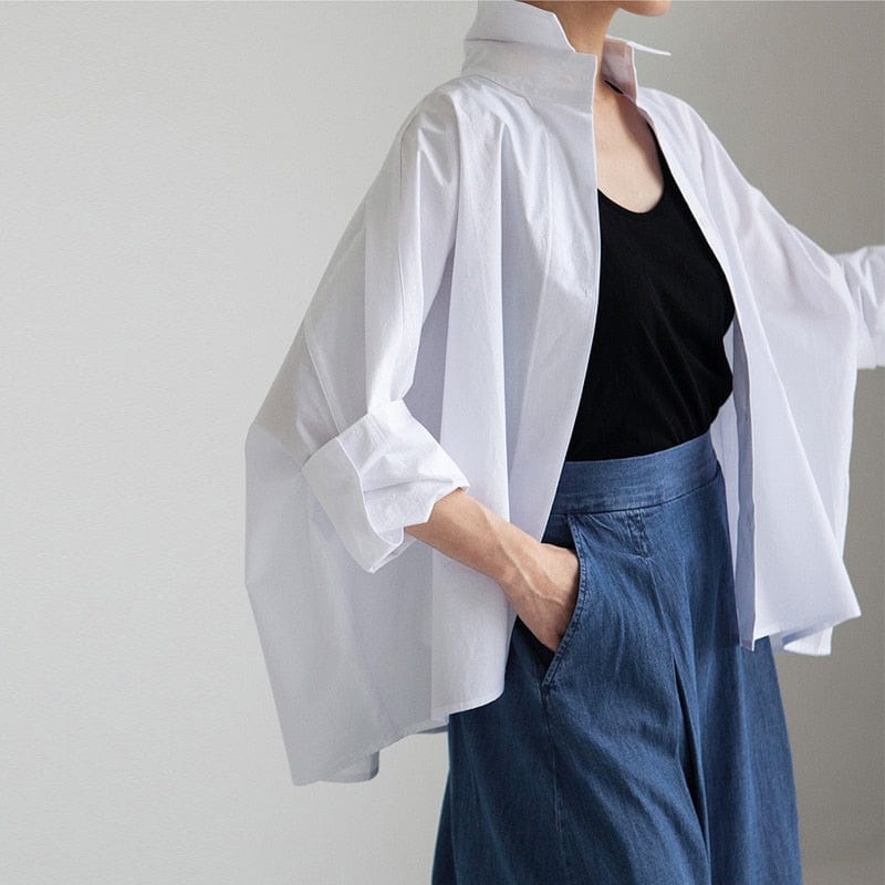 Oversized White Asymmetrical Shirt