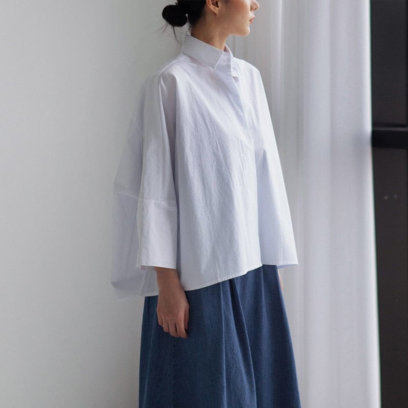 Oversized White Asymmetrical Shirt