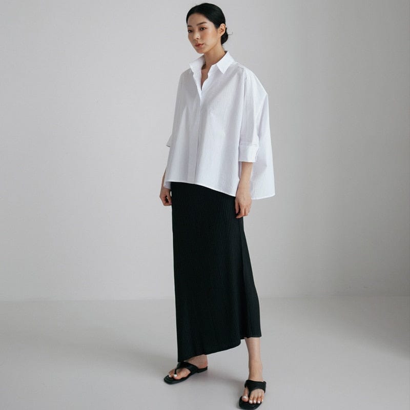 Oversized White Asymmetrical Shirt