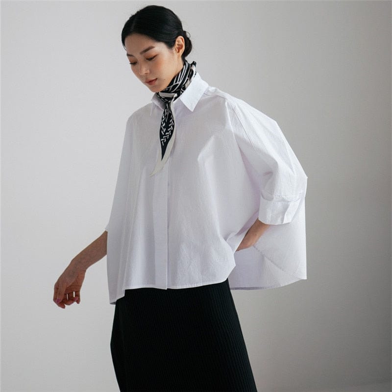 Oversized White Asymmetrical Shirt