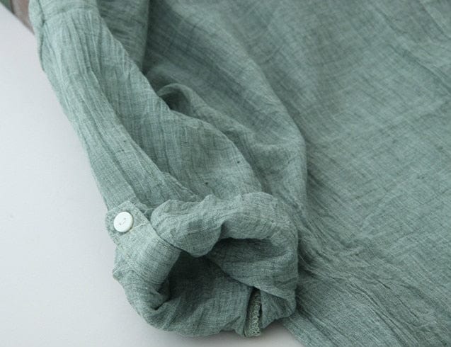 Vintage Button Up Cotton Linen Blouse