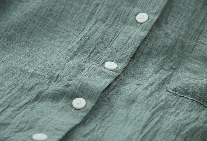 Vintage Button Up Cotton Linen Blouse