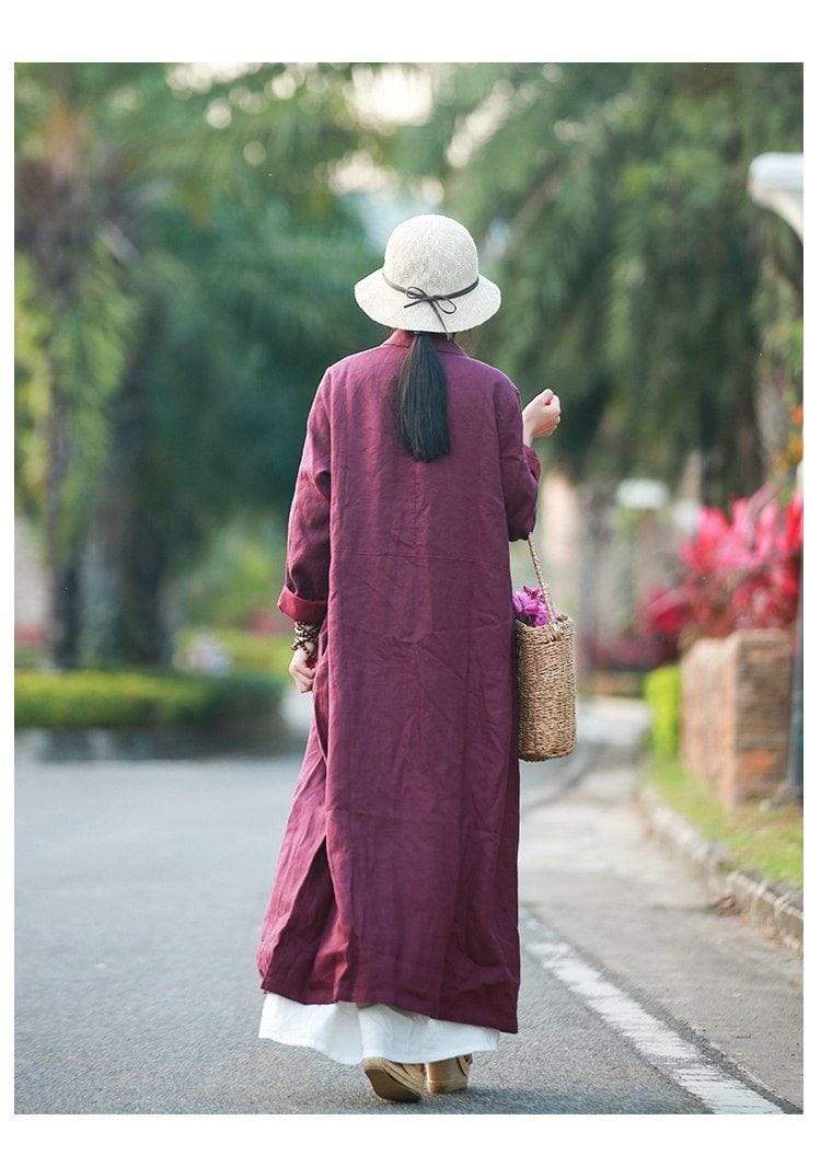 Vintage Chinese Linen Trench Coat