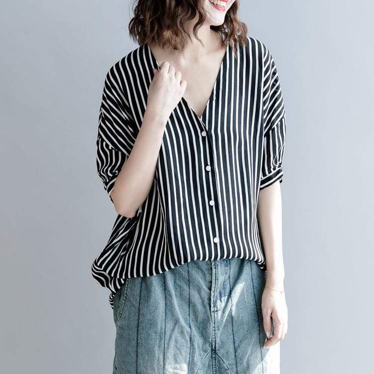 Black and White Striped Blouse