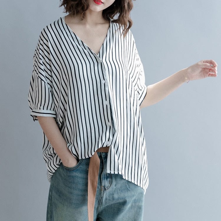 Black and White Striped Blouse