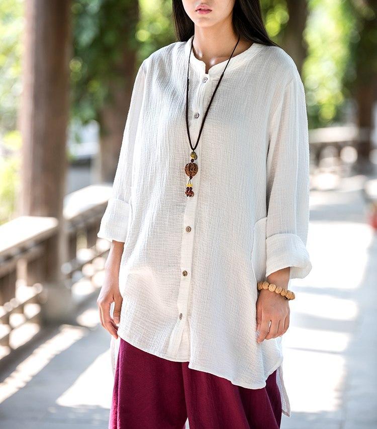 Button up Cotton and Linen Shirt  | Zen