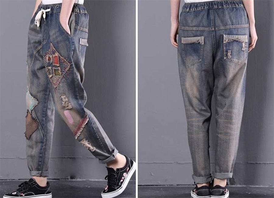 Gradient Patchwork Hipster Jeans