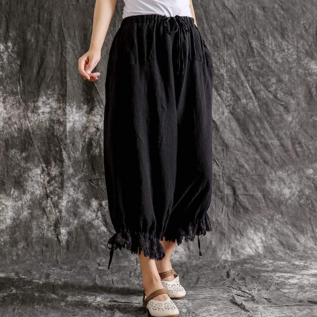 Zen Cotton Linen Fringed Pants | Zen