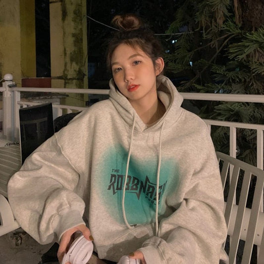 Letter Printed Baggy Hoodie