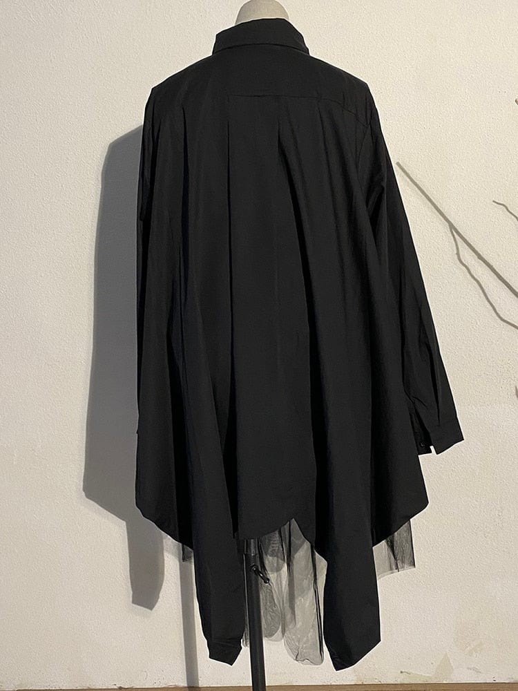 Black Irregular Hem Shirt Dress