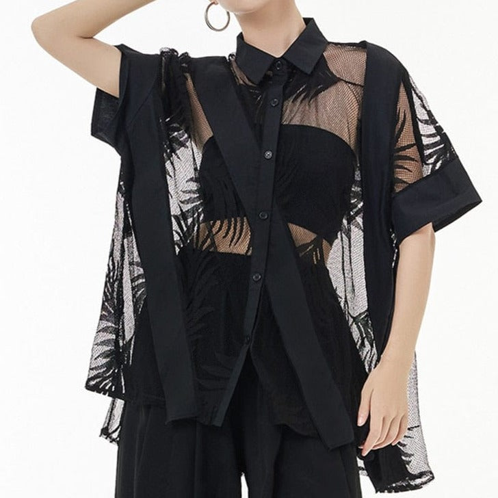 Black Lace Perspective Blouse