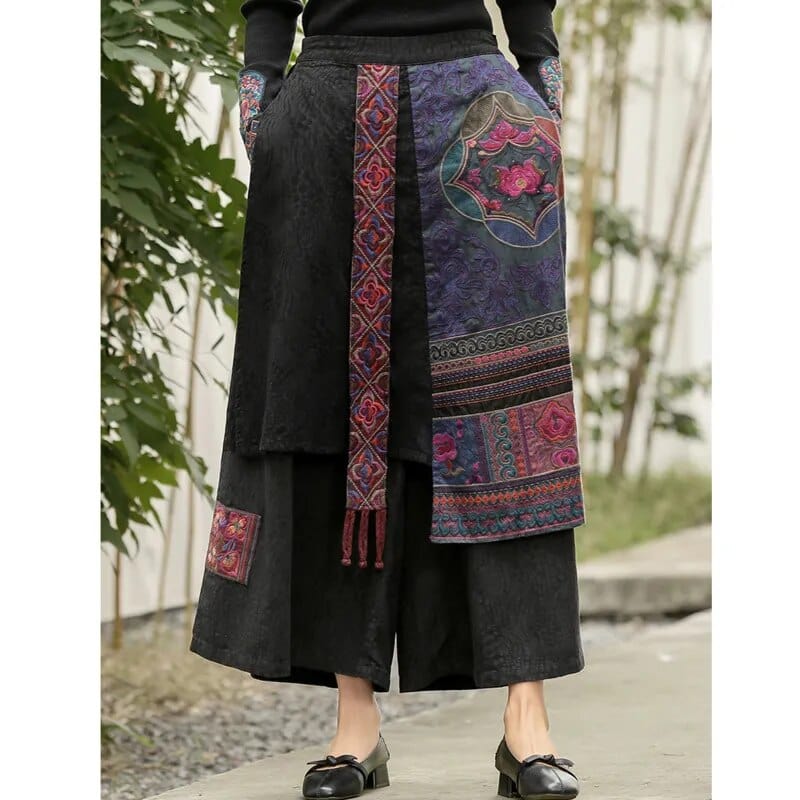 Chinese Style Cotton Linen Patchwork Pants