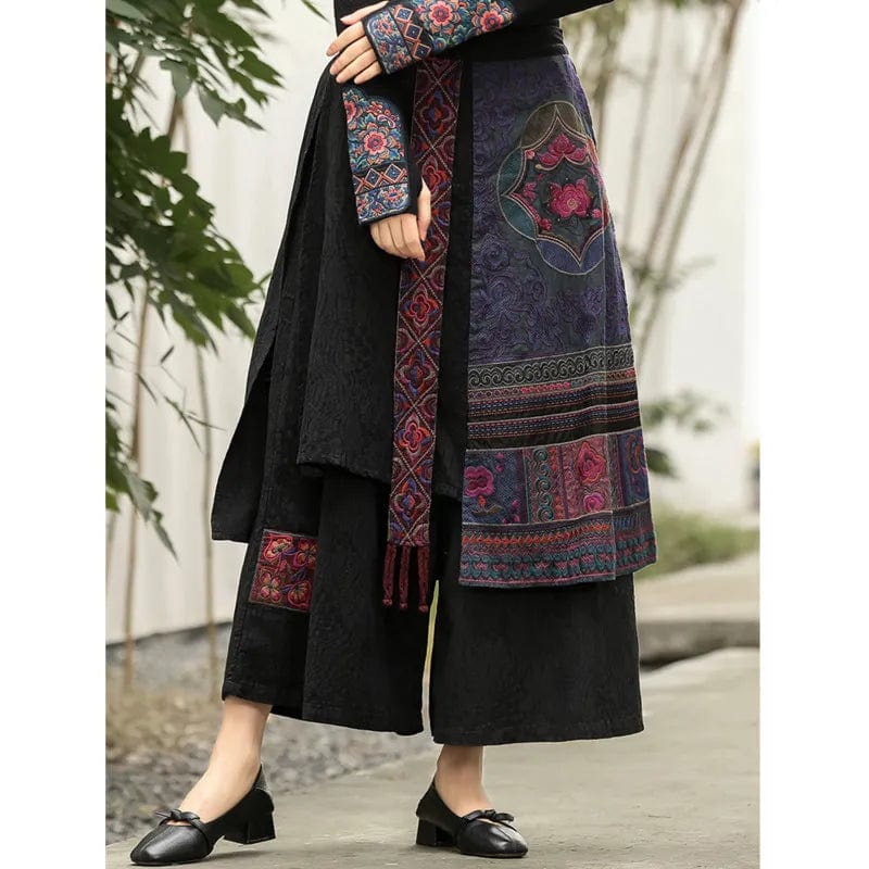 Chinese Style Cotton Linen Patchwork Pants