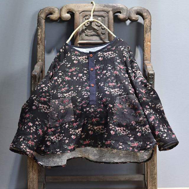 Floral Cotton and Linen Blouse | Hippie