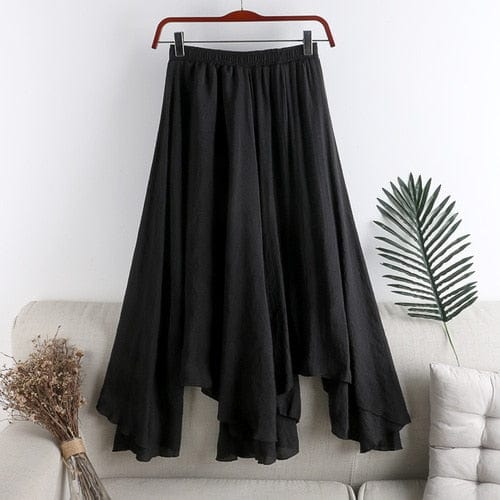 Pleated Asymmetrical Midi Skirt