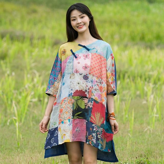 Oversized Patchwork T-Shirt Dress