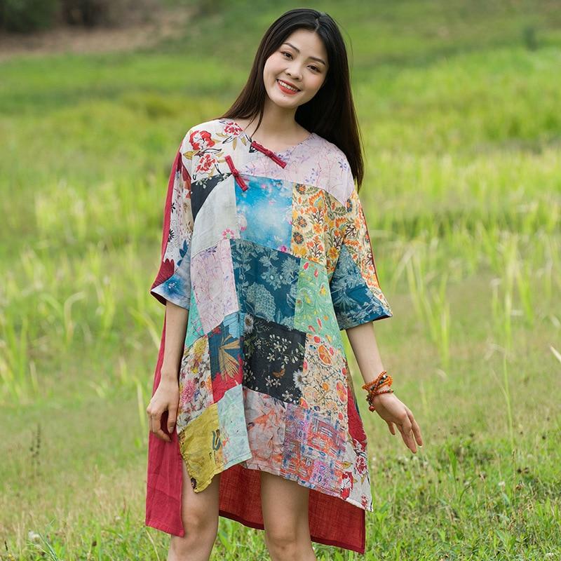 Oversized Patchwork T-Shirt Dress