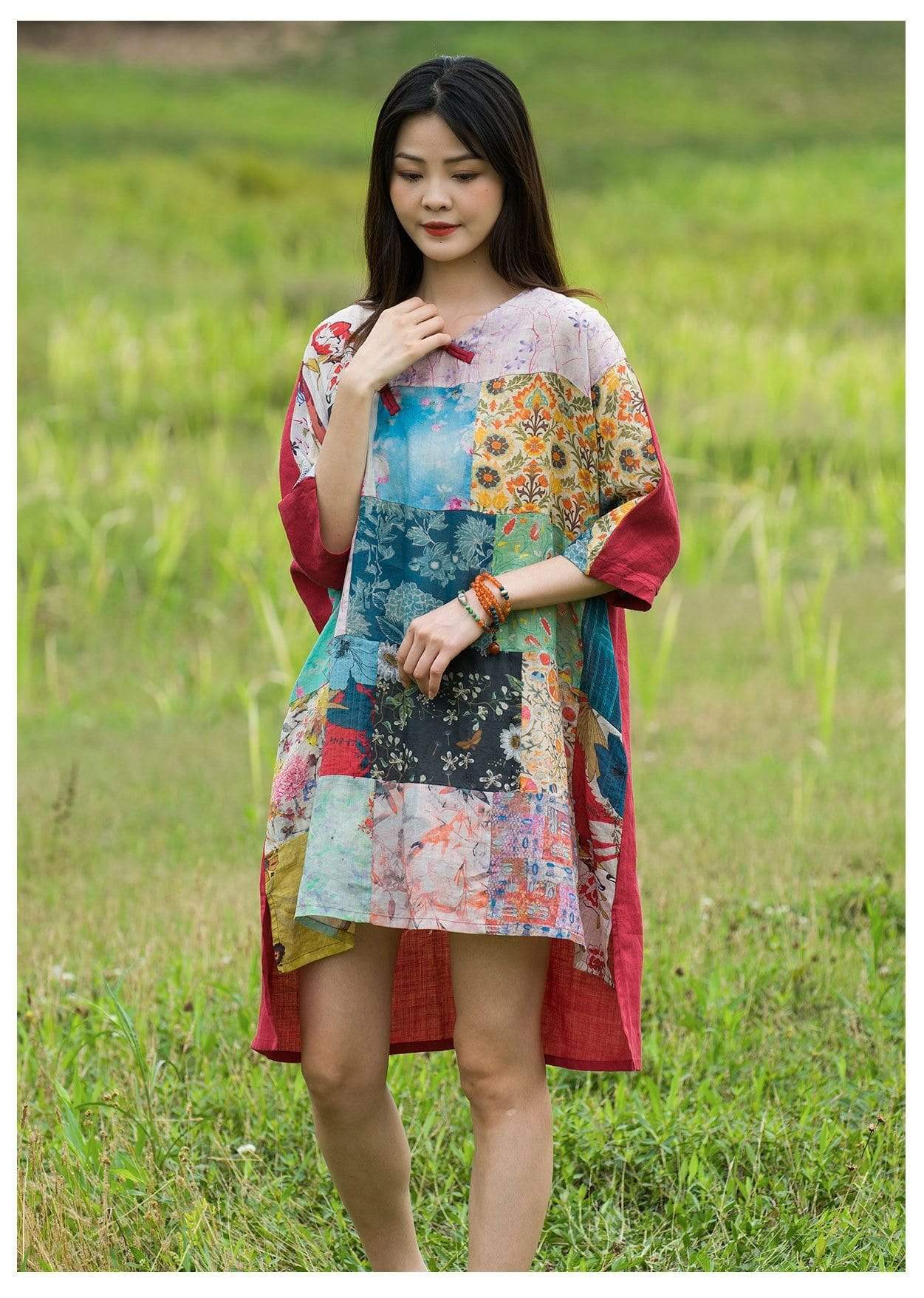 Oversized Patchwork T-Shirt Dress