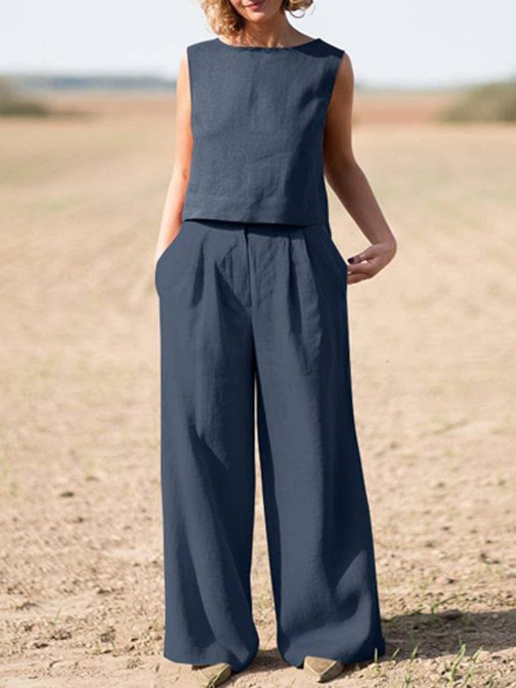 Genna Cotton Linen Two Piece Suit | OOTD