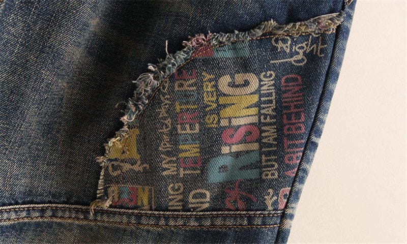 Cartoon Embroidery Retro Denim Jeans