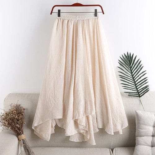 Pleated Asymmetrical Midi Skirt