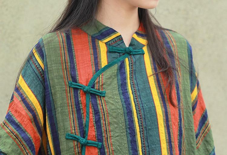 Earth Signs Striped Chinese Dress