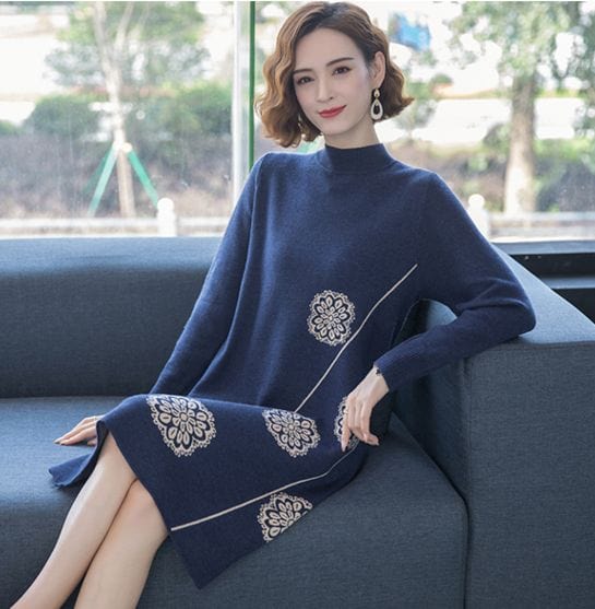 Floral Knitted Sweater Dress